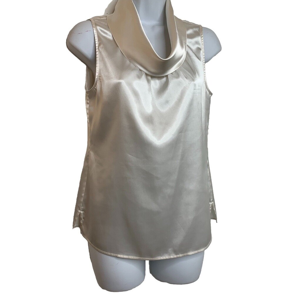 Chico's Blouse Solid color tank shell Ivory Silky feel 0 4 S (09)
